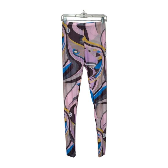 Half Heart pink brown blue print mesh pull on pants size Large - Picture 1 of 7